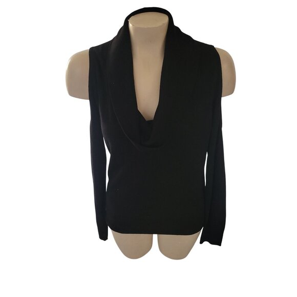 Armani Exchange Sweaters - ARMANI EXCHANGE Black Cowl Neck Womens Sweater Open shoulder Long Sleeve Luxury